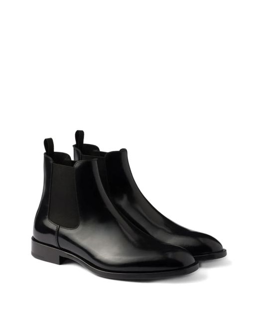 Prada Black Elastic-Gusset Chelsea Boots for men