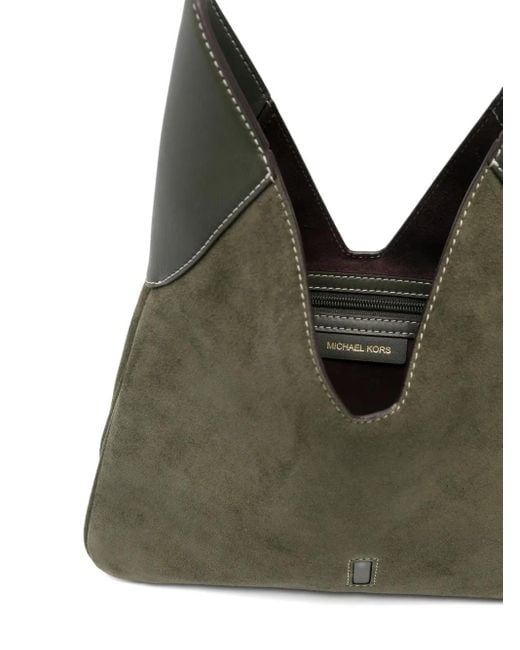 Michael Kors Green Medium Cornelia Suede Buckle Shoulder Bag