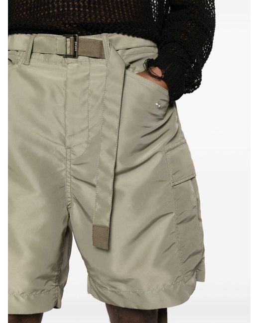 Sacai Natural Gabardine Cargo Shorts for men
