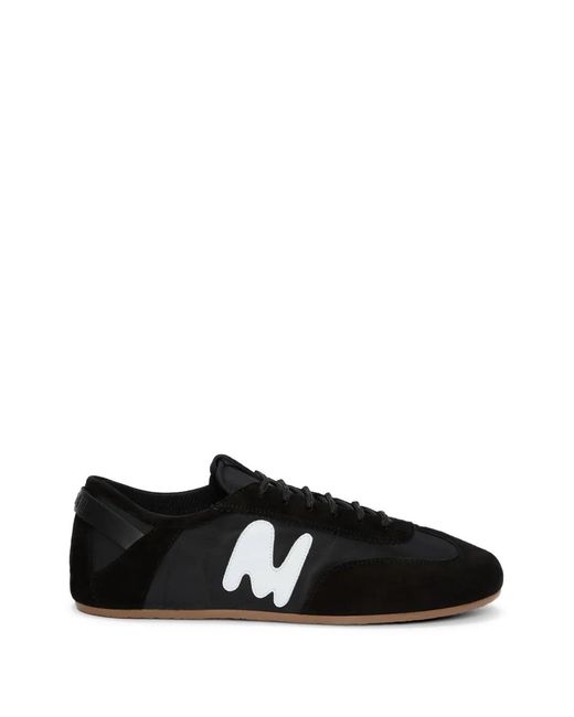 MSGM Black Appliqué Lace-Up Sneakers for men