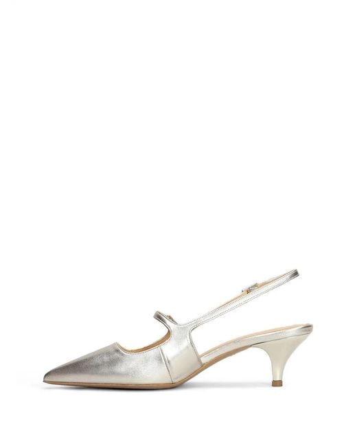Fratelli Russo White Buckle-Fastening Slingback Pumps