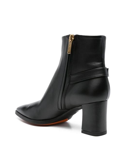 Santoni Black 70Mm Buckle-Detail Pointed-Toe Boots