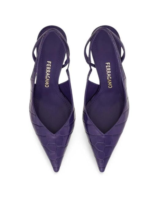 Ferragamo Purple Mid Heel Slingback