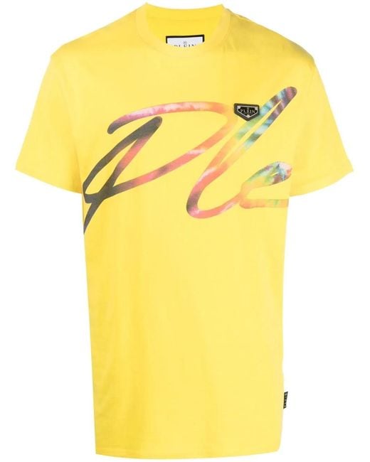 Philipp Plein Yellow Ss Signature Cotton T-Shirt
