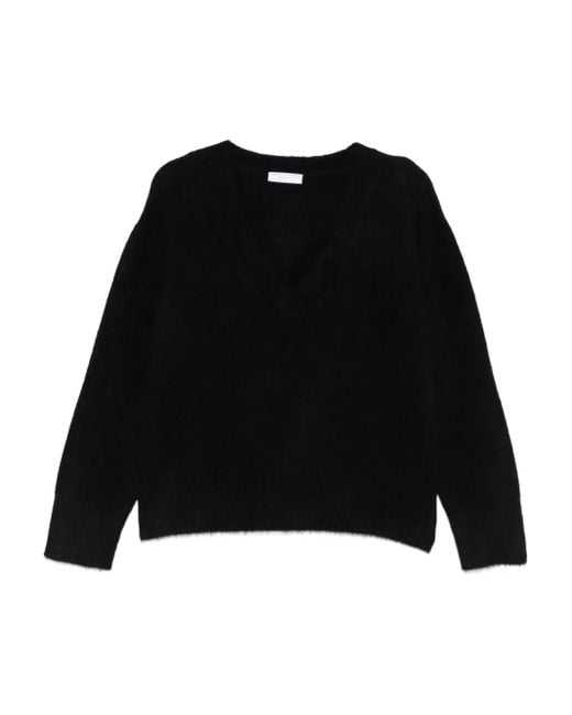 Majestic Filatures Black Pullover Mit V-Ausschnitt