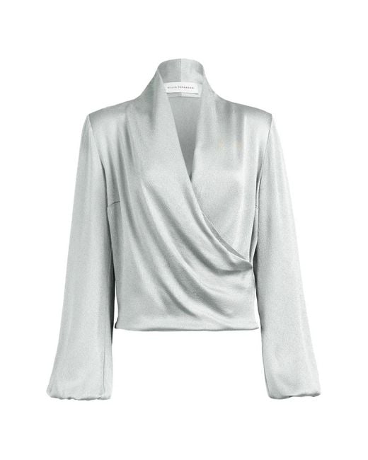 Silvia Tcherassi Blue Tea Wrap-Style Blouse
