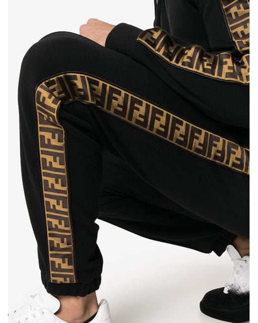 Fendi Cashmere Logo Stripe Track Pants in Black for Men | Lyst Canada