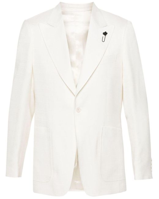メンズ Lardini ブローチディテール シングルジャケット White