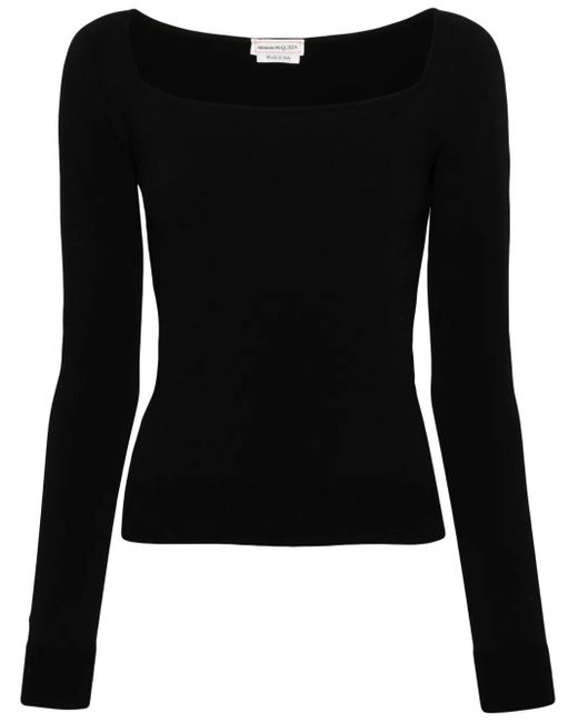McQueen Black Ribbed-Knit Top