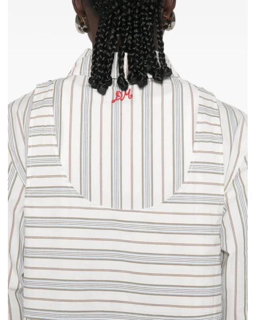 Damson Madder White Valeria Double-Layer Striped Shirt