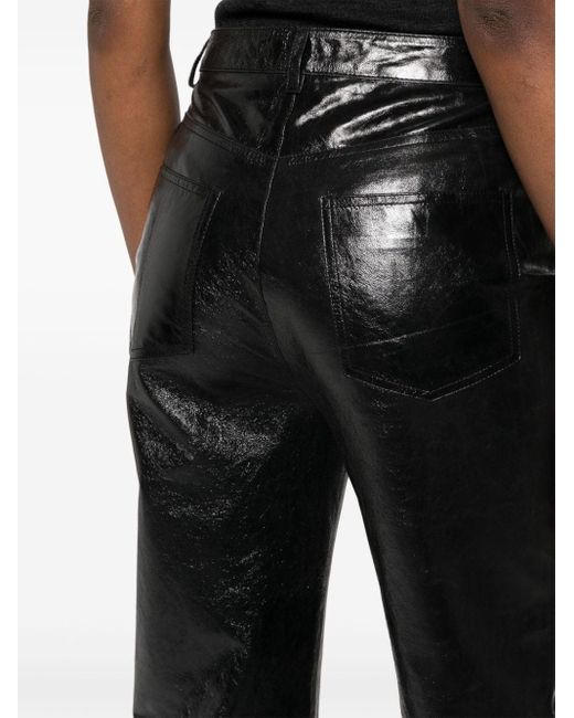 Claudie Pierlot Black Faux-leather Straight-leg Trousers