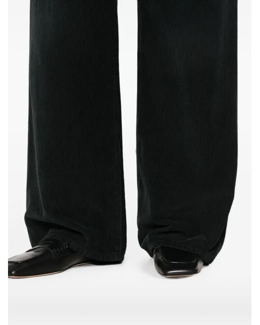 The Row Black Eglitta Corduroy-Effect Trousers