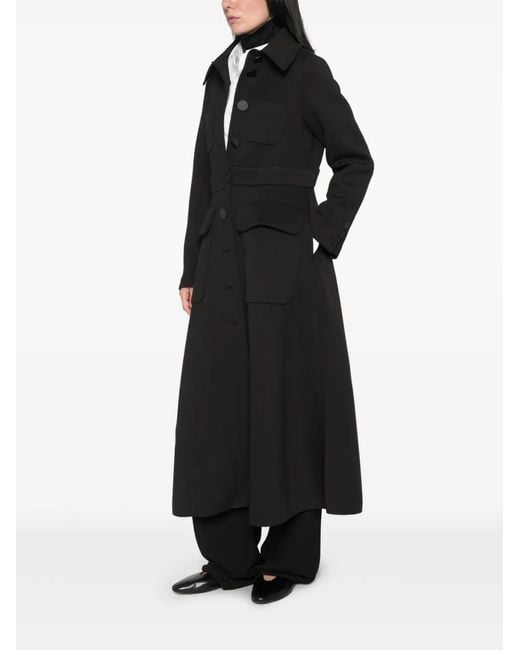 Psophia Black Button-Up Patch-Pocket Coat