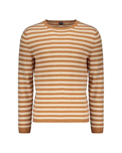 Fedeli Natural Striped Cashmere Sweater for men