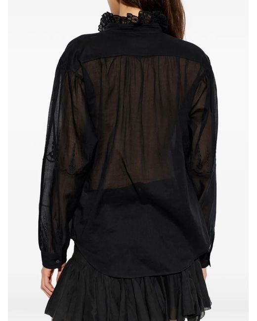 Isabel Marant Black Leota Ruffled Shirt