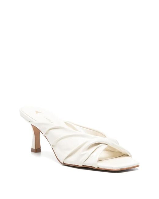 Carrano White Ruched Mules