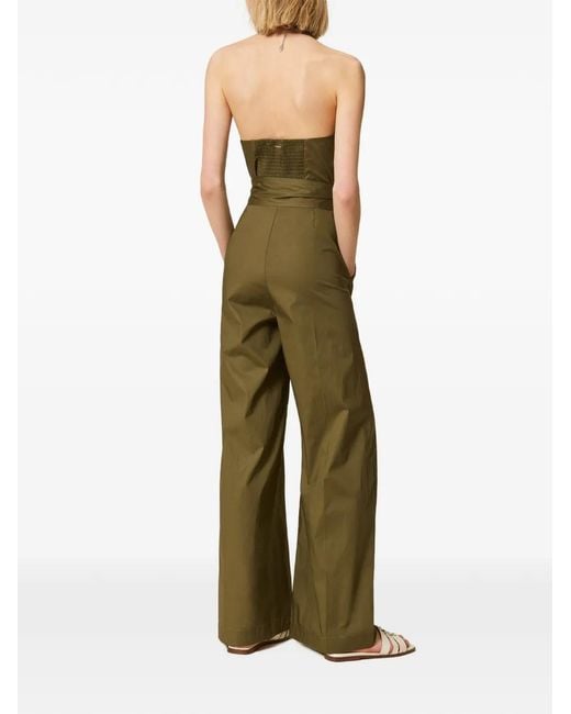 Twinset Green Long Poplin Jumpsuit