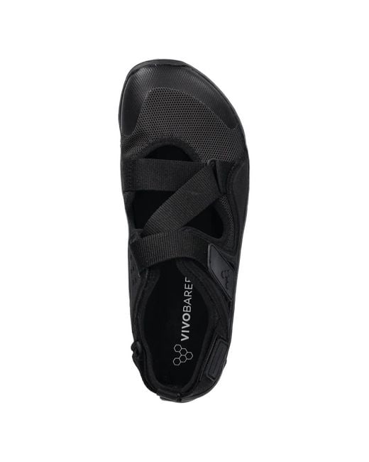 Vivobarefoot Black Touch-Strap Mesh Sandals for men
