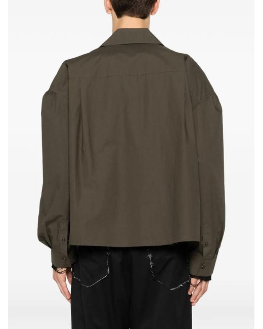 OPEN YY Brown Bead-Embellished Cropped Shirt