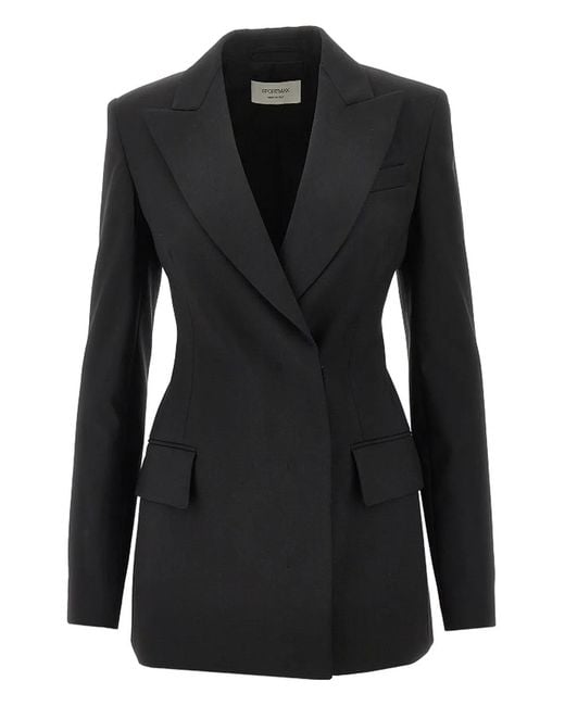 Sportmax Black Sart Double-Breasted Blazer