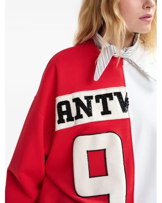 Essentiel Antwerp Red Sequin Detail Sweatshirt