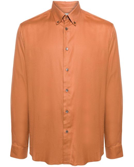 Paul Smith Orange Cotton Poplin Buttoned Shirt for men