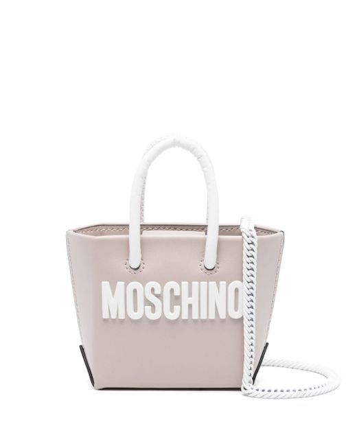 Borsa a spalla mini con logo di Moschino in White