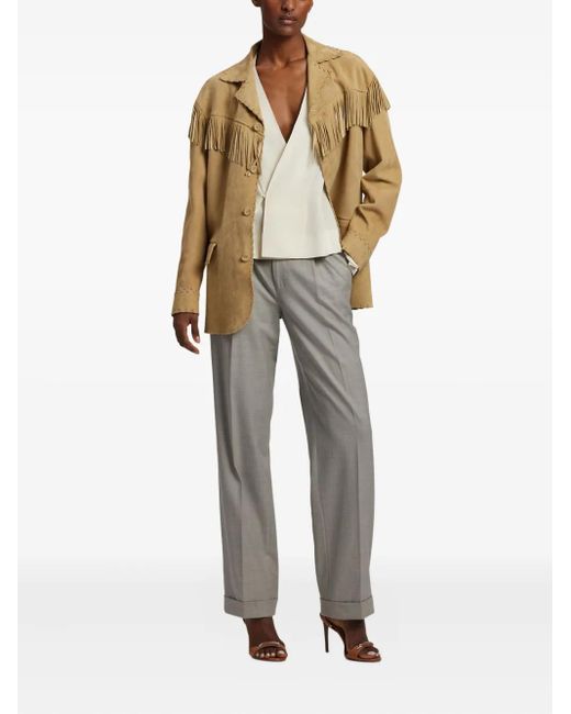 Ralph Lauren White Wrap-Front Long-Sleeve Top