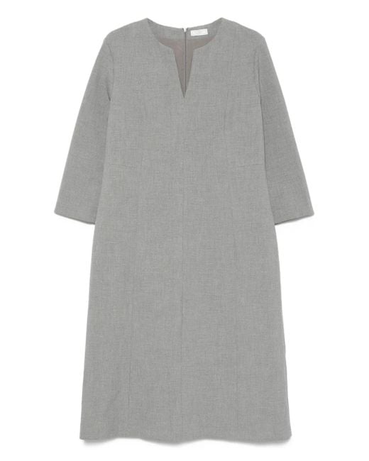 Peserico Jurk Met Lange Mouwen En V-Hals in het Gray