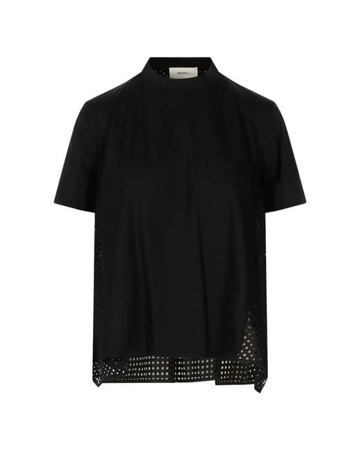 MEIMEIJ Black Perforated-Panel T-Shirt