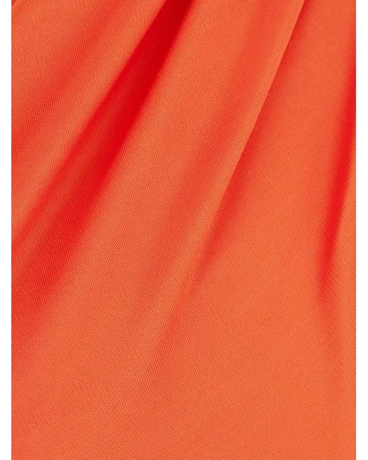 Versace Orange One-Shoulder Draped Midi Dress