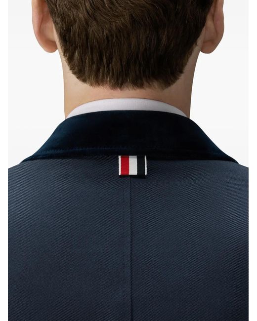 Thom Browne Blue Velvet-Collar Coat for men