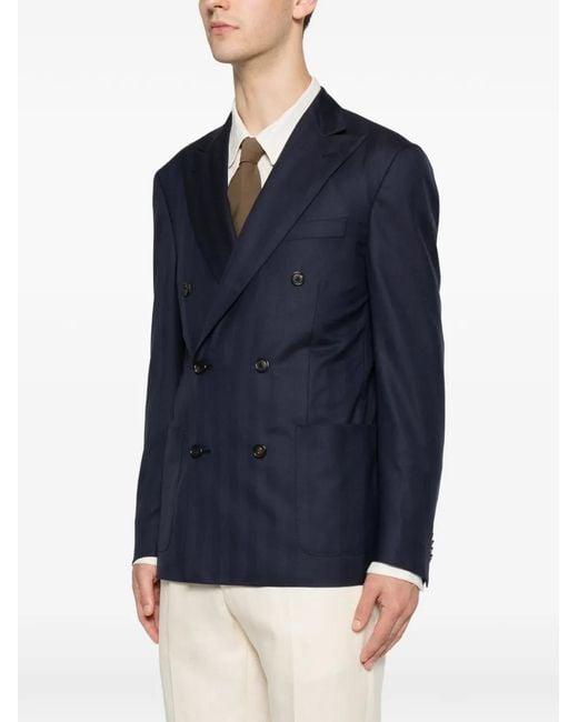 Corneliani Blue Double-Breasted Jacket for men