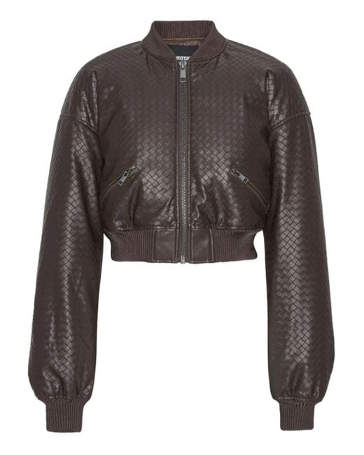 ROTATE BIRGER CHRISTENSEN Gray Cropped Puffer Bomber Jacket