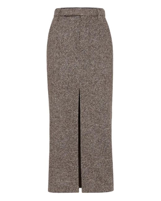 Brunello Cucinelli スリット ペンシルスカート Brown