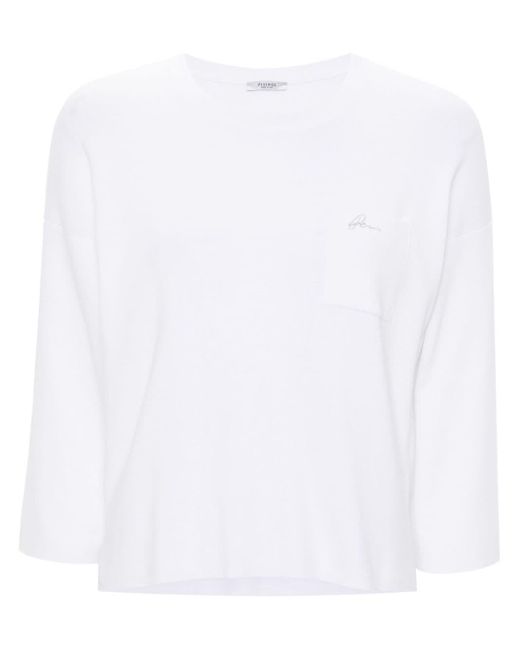 Maglione con logo di Peserico in White