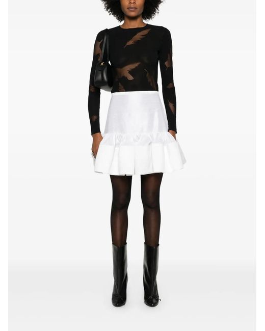 McQueen Black Feather-Intarsia Blouse