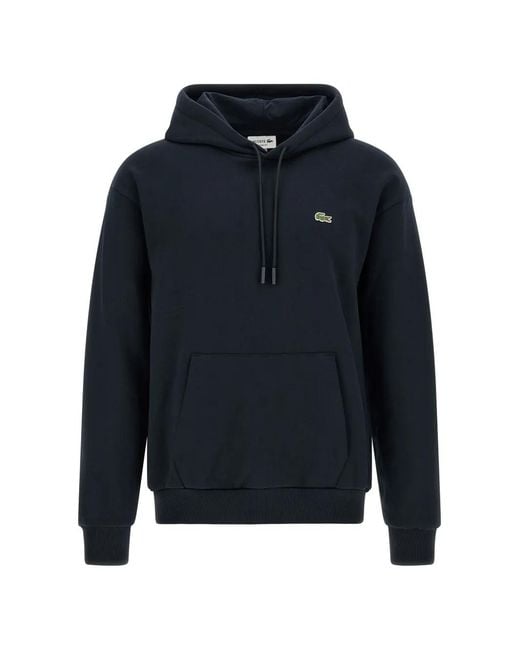 Lacoste Blue Logo-Patch Drawstring Hoodie for men