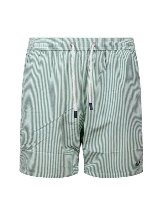 Mc2 Saint Barth Blue Vertical-Striped Drawstring Swim Shorts for men