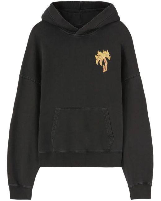 Palm Angels Black Burning Palm Hoody for men