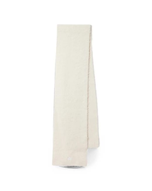 Isabel Marant White Firny Embroidered-Logo Knitted Scarf