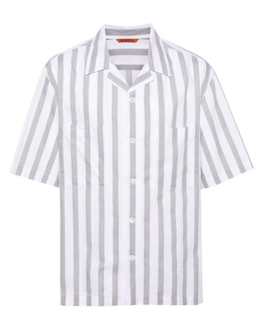 Barena White Camp-collar Striped Cotton Shirt for men