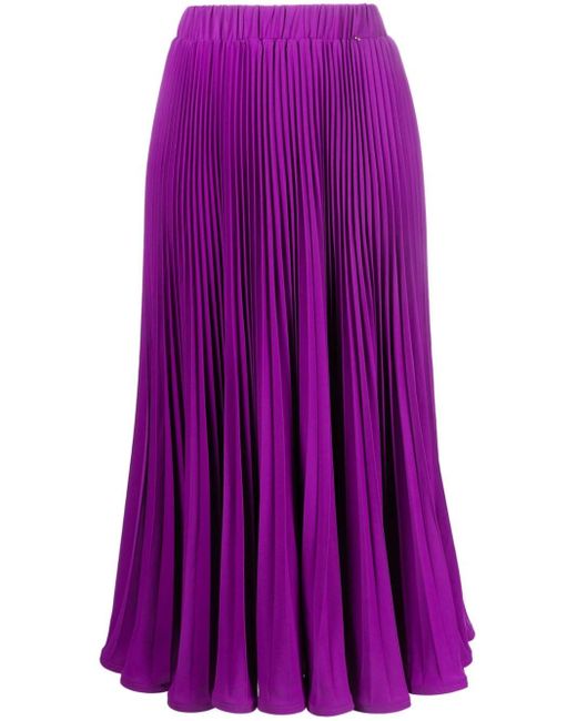 Nissa Purple Pleated Midi Skirt