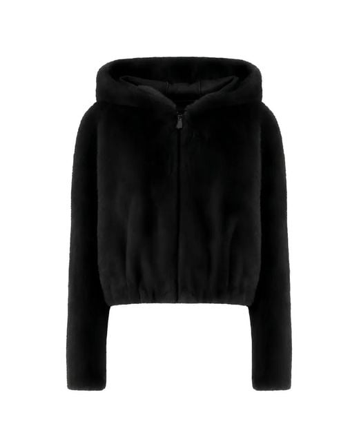 Pinko Black Gasteria Faux-Fur Hooded Jacket