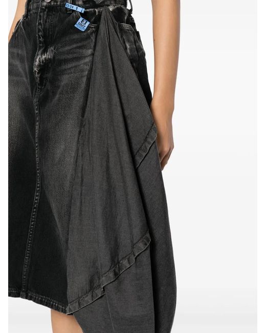 Maison Mihara Yasuhiro Black Circle Washed Denim Skirt