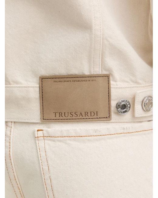 Trussardi Natural Button-Up Denim Jacket