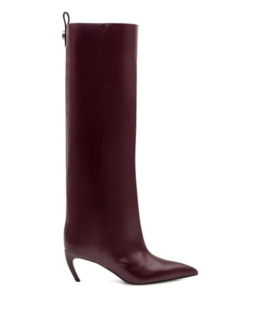 The Attico Red 65Mm Lea Pointed-Toe Leather Boots
