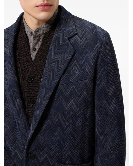 Zigzag Knitted Jacket Missoni pour homme en coloris Blue