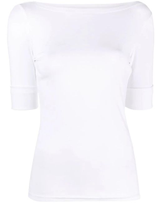 Ralph Lauren White Judy Boat Neck Top