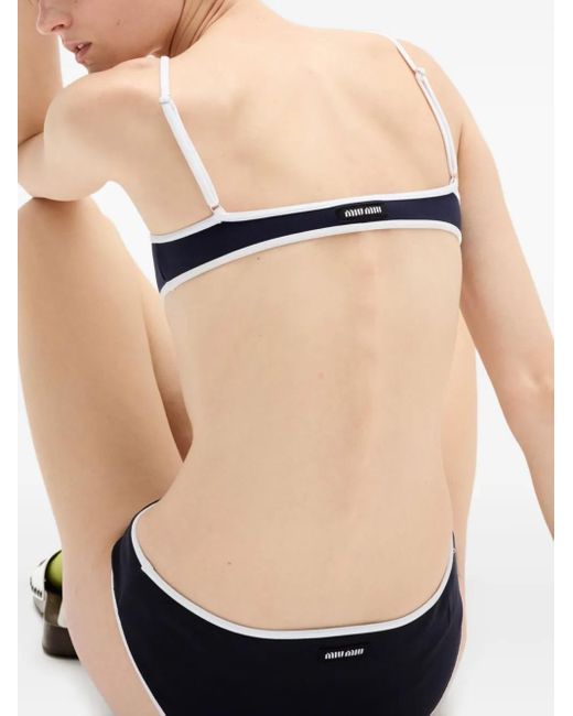 Miu Miu Blue Technical-Knit Swimsuit Top